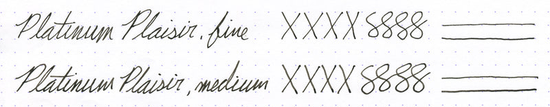 Platinum Plaisir Fountain Pen writing samples