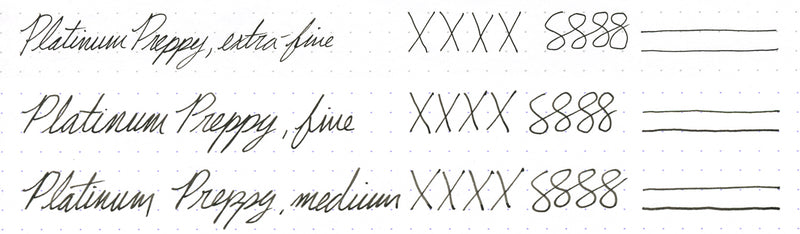 Platinum Preppy fountain pen writing samples