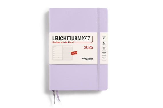 Leuchtturm1917 Medium A5 2025 Weekly Planner & Notebook - Lilac, Lined