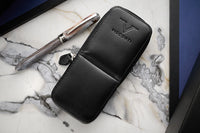 Visconti Leather 3 Pen Case - Black