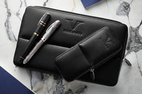 Visconti Leather 12 Pen Case - Black