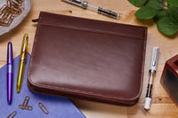 Aston Leather 20 Slot Pen Case - Cognac