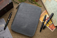 Galen Leather Zippered A5 Notebook Folio - Crazy Horse Smoky