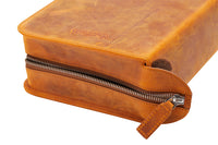 Galen Leather Zippered 40 Slot Pen Case - Crazy Horse Brown