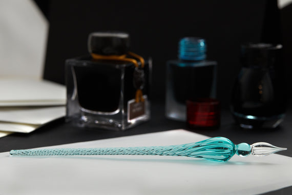 Herbin Round Glass Dip Pen - Turquoise