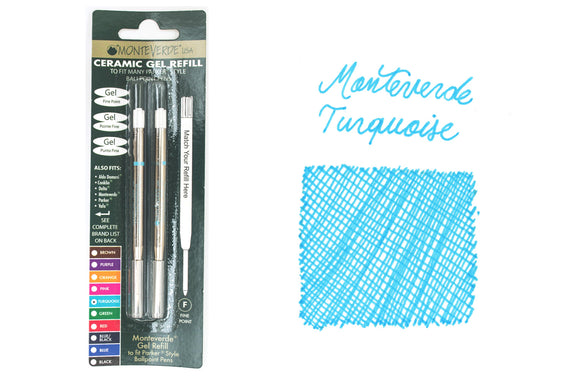 Monteverde P42 Rollerball Refills - Turquoise, 2-Pack