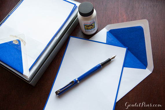 Original Crown Mill Bicolor A5 Correspondence Set - White/Royal Blue