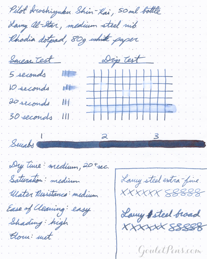 Pilot Iroshizuku Shin-kai - Ink Sample