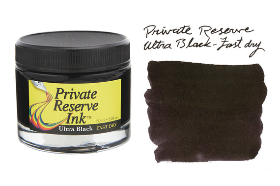 Private Reserve Ultra Black Fast Dry - 60ml Bottled Ink